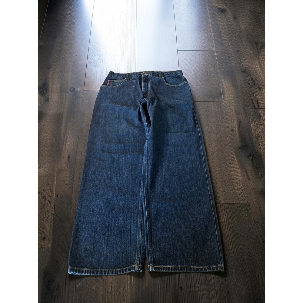 Phat Farm Jeans Mens 36x30 Blue Baggy Wide Leg Vintage Y2K Hip Hop 100% Cotton